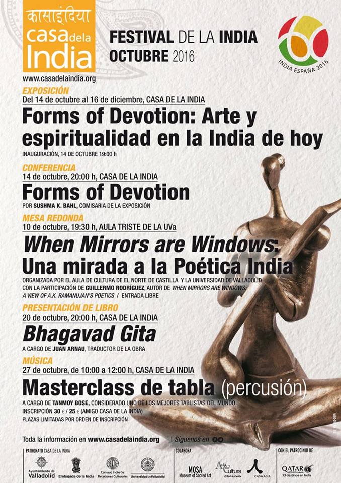 Cartel de las distintas actividades que se llevarán a cabo en el Festival de la India de Octubre 2016 | Fuente: Organización