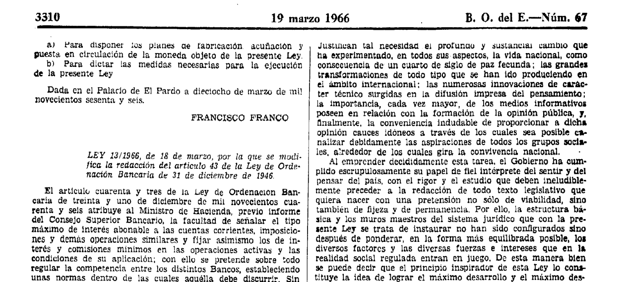 Franquismo. Ley de Prensa de 1966