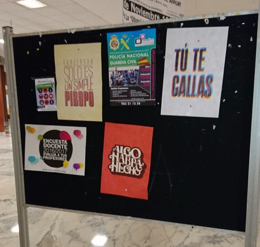 Cartel machista en el hall de FyL Cartel machista en el hall de FyL